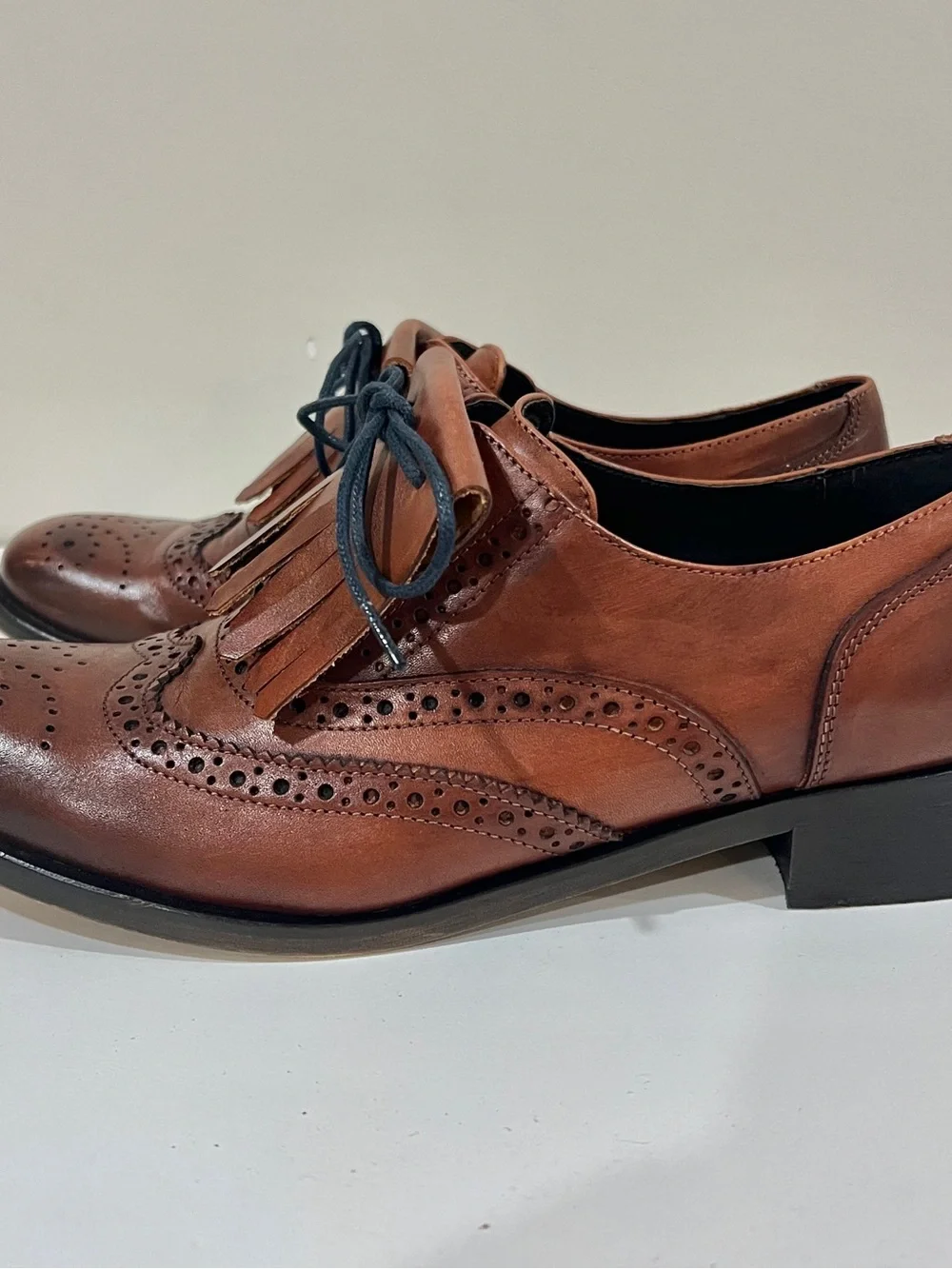 GIROTTI Women’s Custom Brown Leather Wingtip Brogue Oxford Lace Up Shoes Size 39